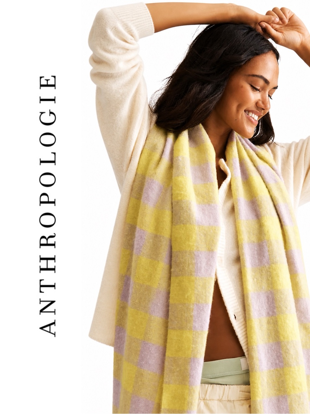 Anthropologie Maeve Brushed Gingham Scarf